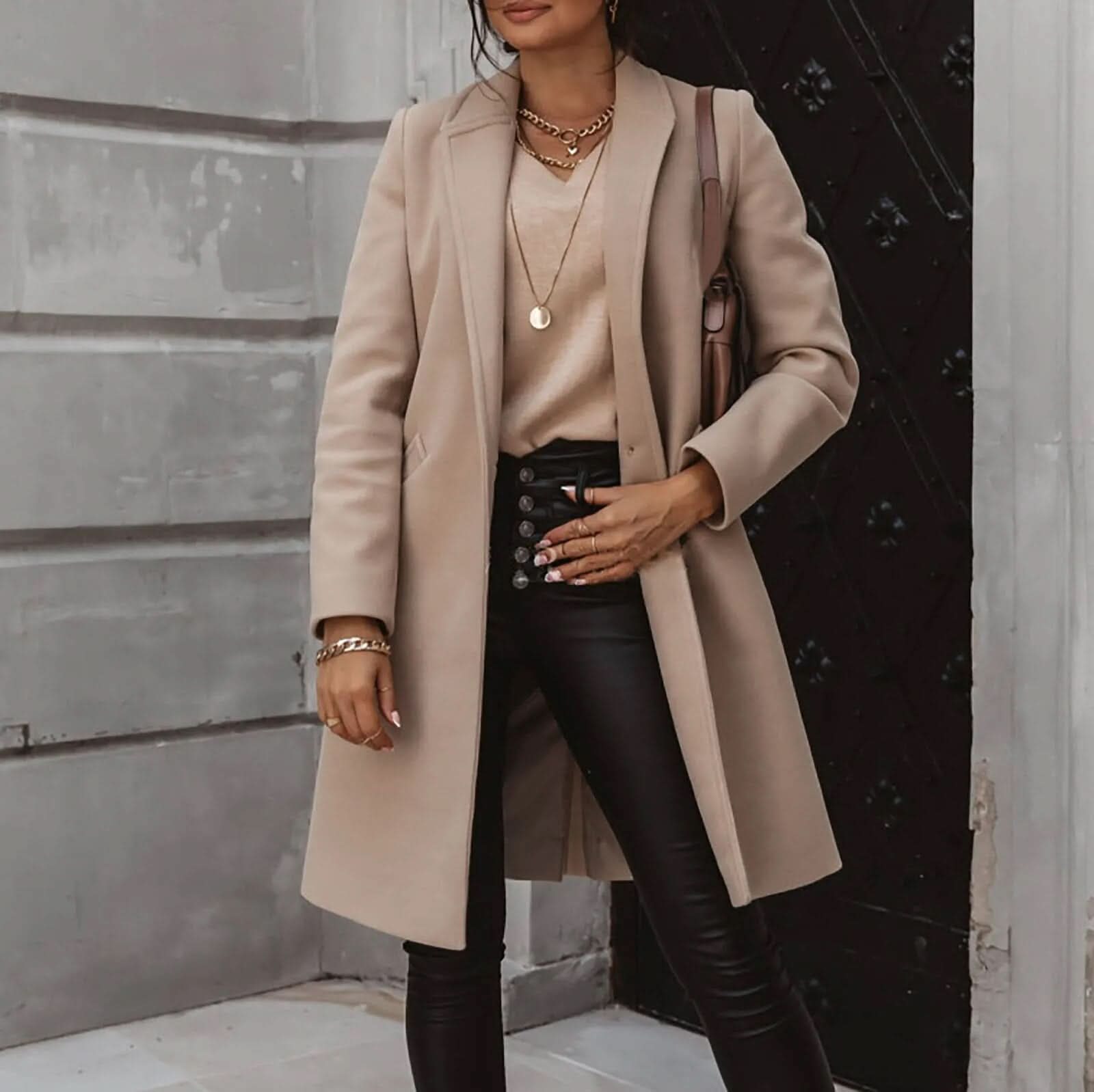 Women's Wool Long Coat - Elegant Winter Coat for Women 0