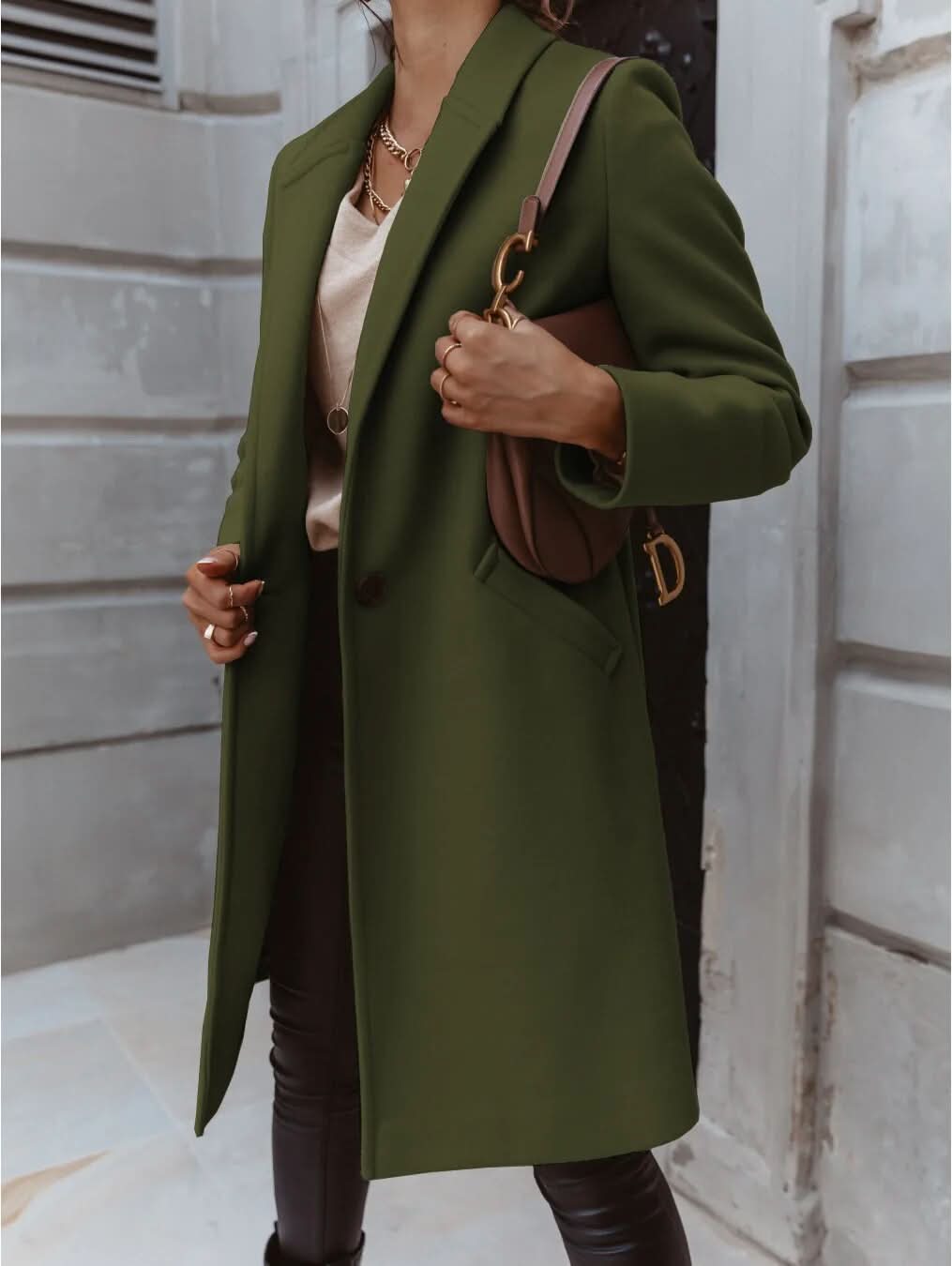 Women's Wool Long Coat - Elegant Winter Coat for Women 4