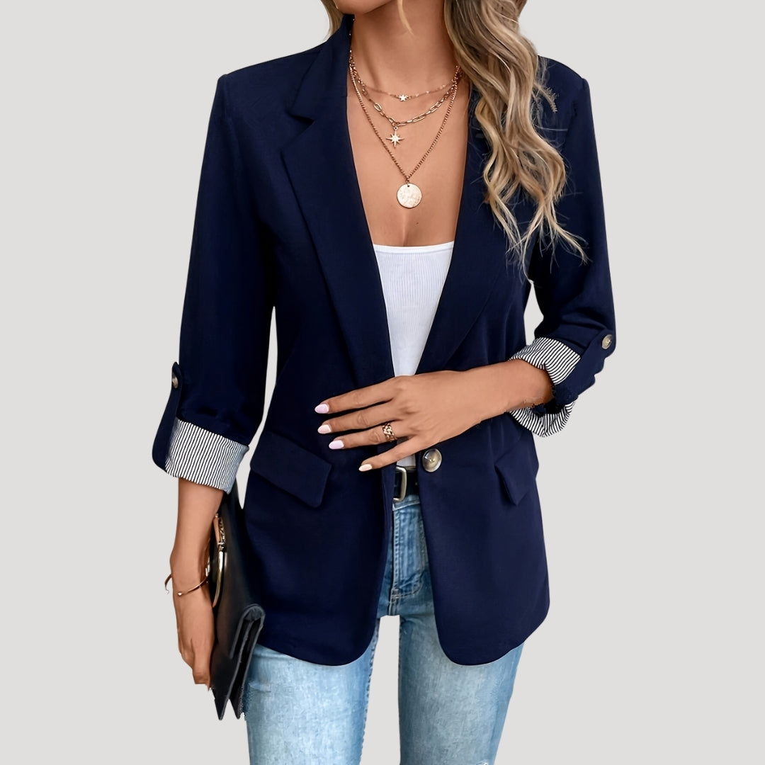 Women's classic tailored blazer with roll-up sleeves 0