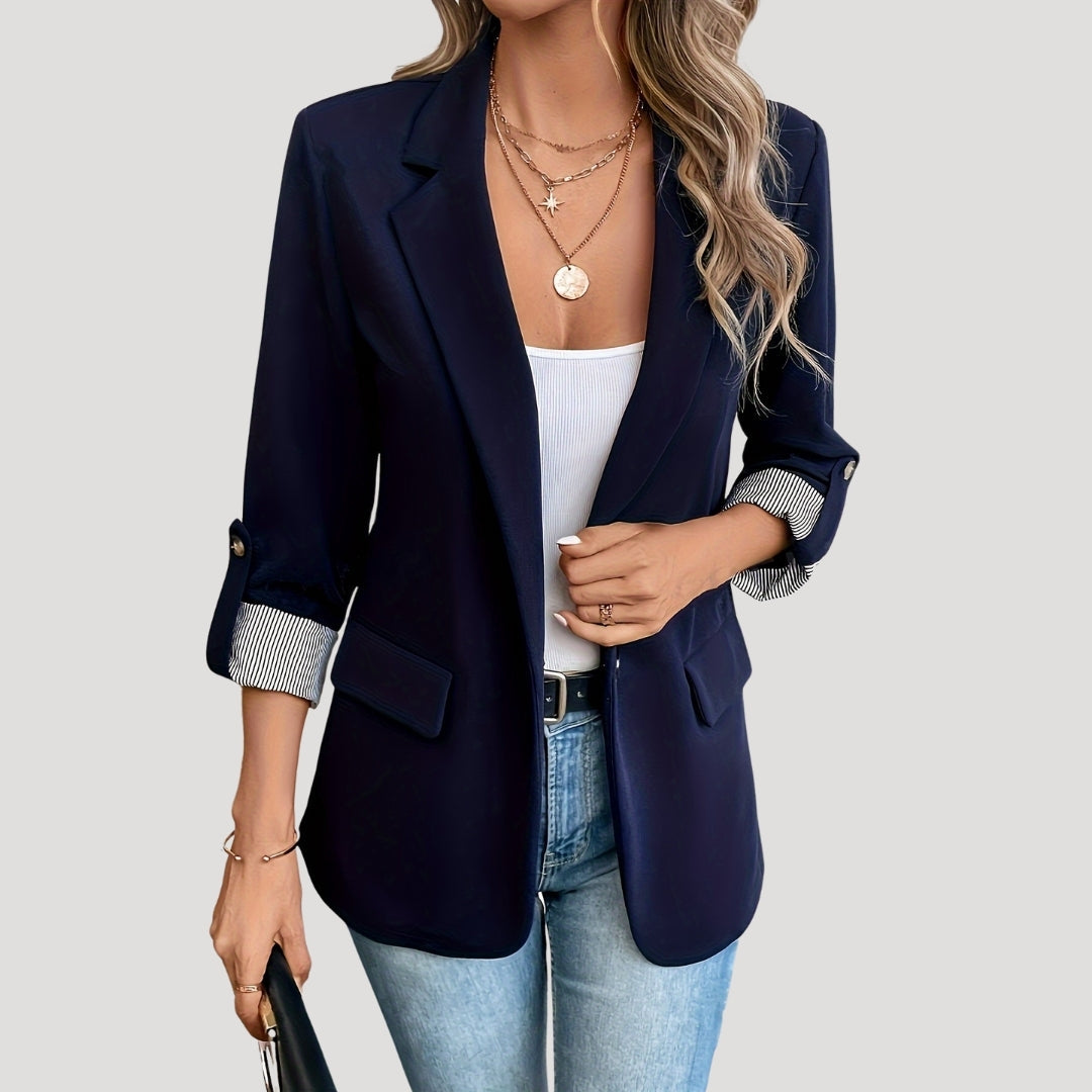 Women's classic tailored blazer with roll-up sleeves 2