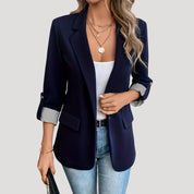 Women's classic tailored blazer with roll-up sleeves 2