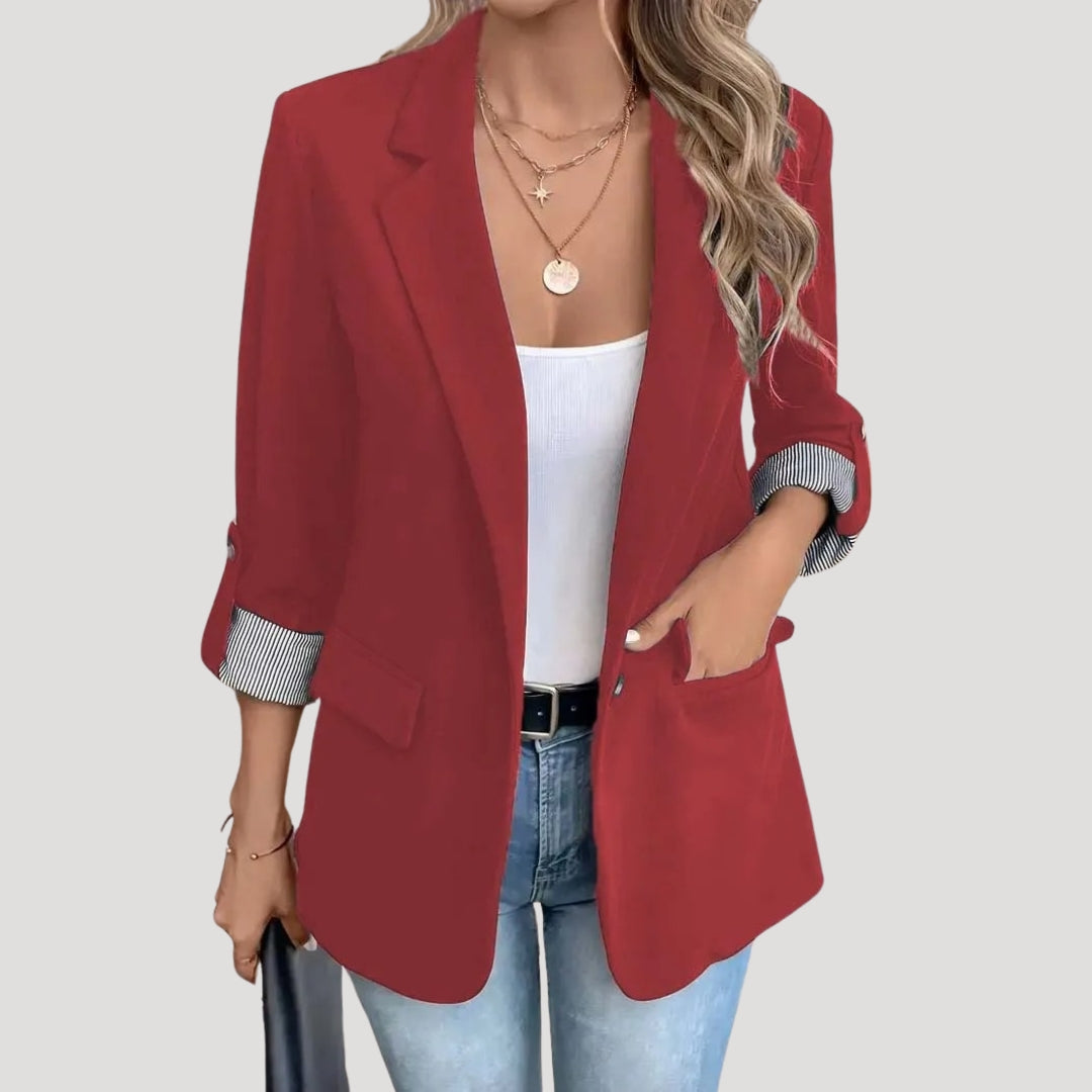 Women's classic tailored blazer with roll-up sleeves 3