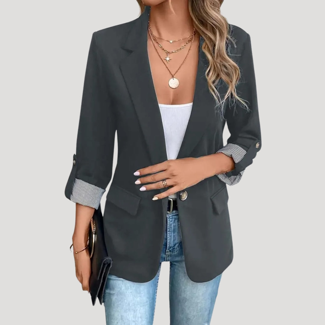 Women's classic tailored blazer with roll-up sleeves 5