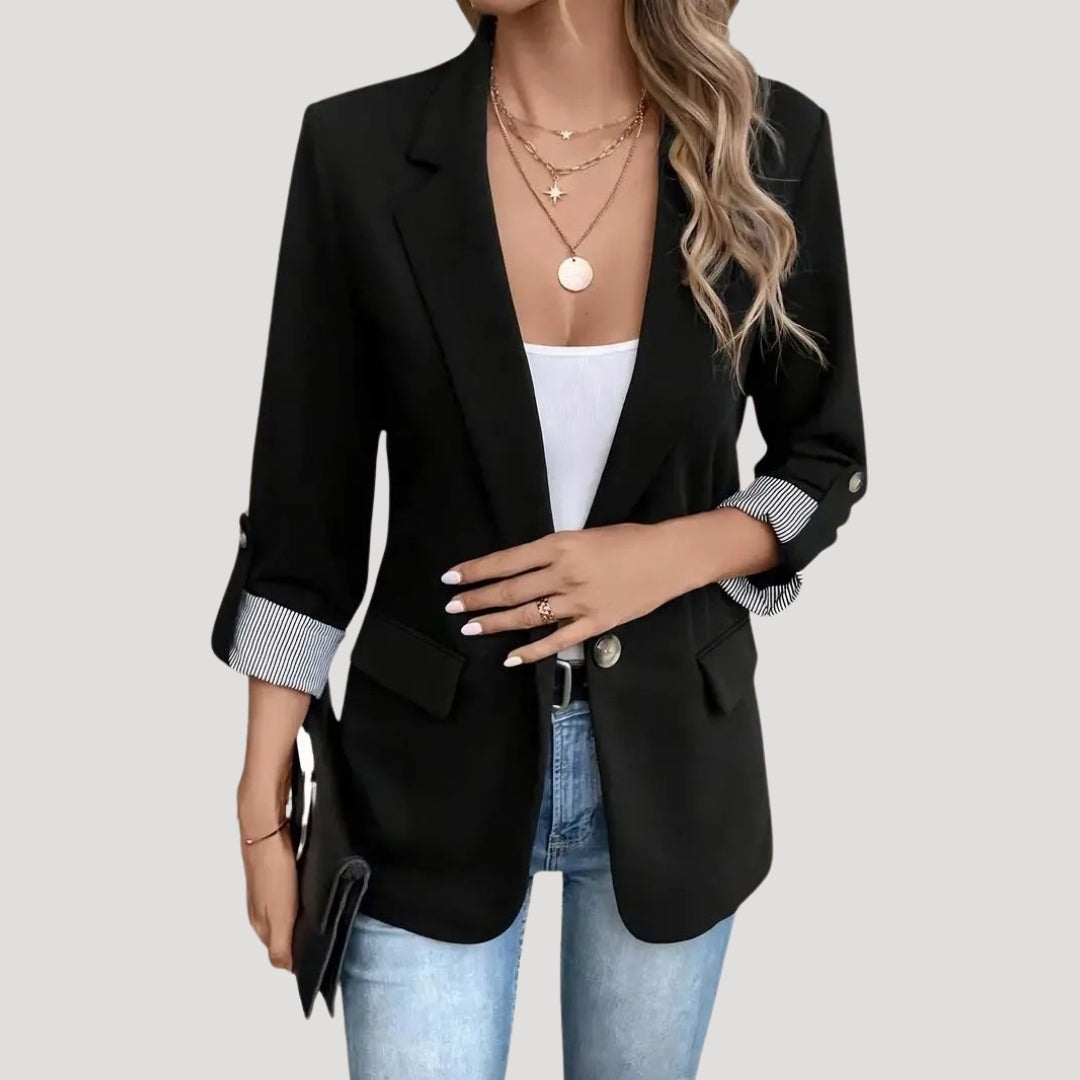 Women's classic tailored blazer with roll-up sleeves 6