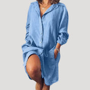 Women’s linen shirt dress summer casual loose fit 0