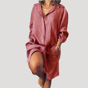 Women’s linen shirt dress summer casual loose fit 1