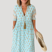 Women's summer midi dress – boho beach style with pockets 0