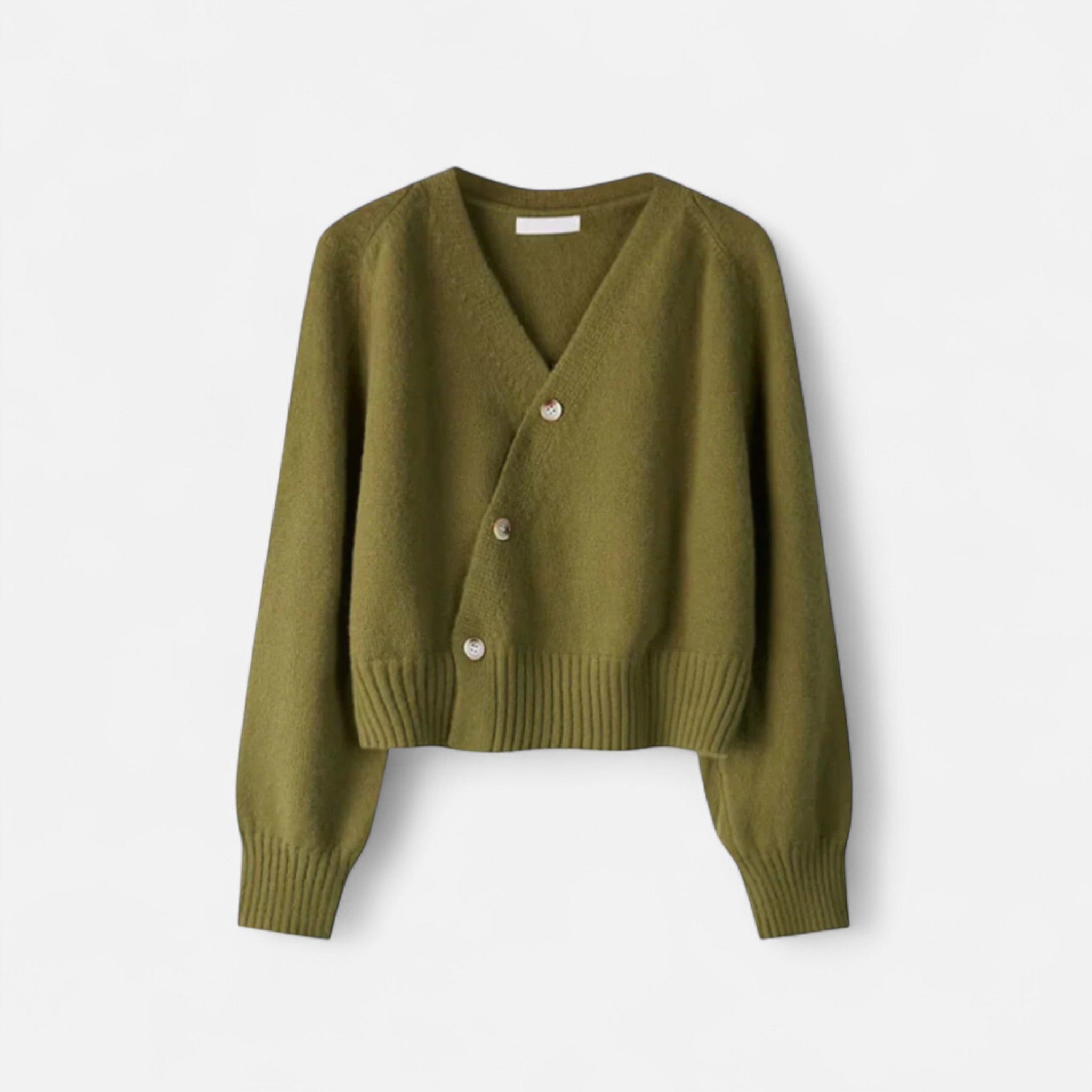 Wool Cardigan – Diagonal Button Design – Elegant Layering for Women 5