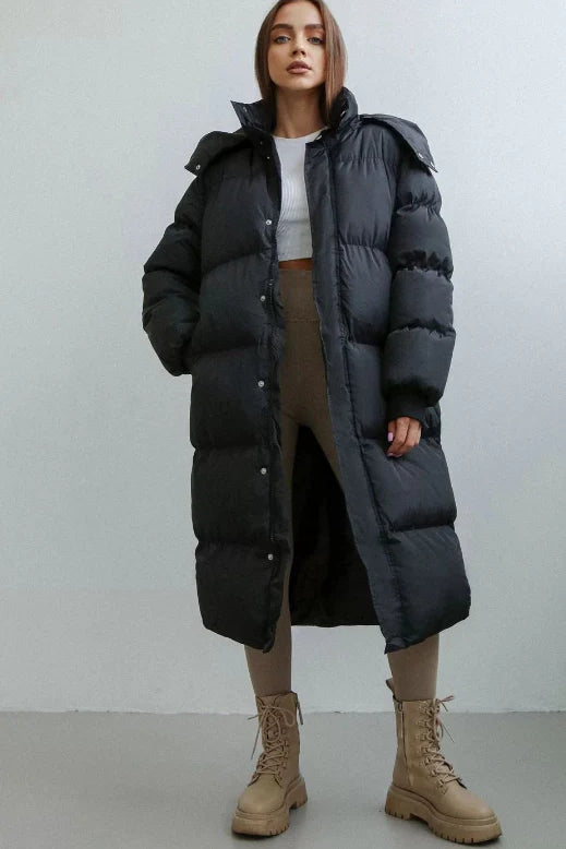 Puffer Coat – Longline Quilted Design – Winter Warmth Style