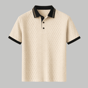 Apricot Knitted Polo Shirt with Rib Knit Details - Montford & Co