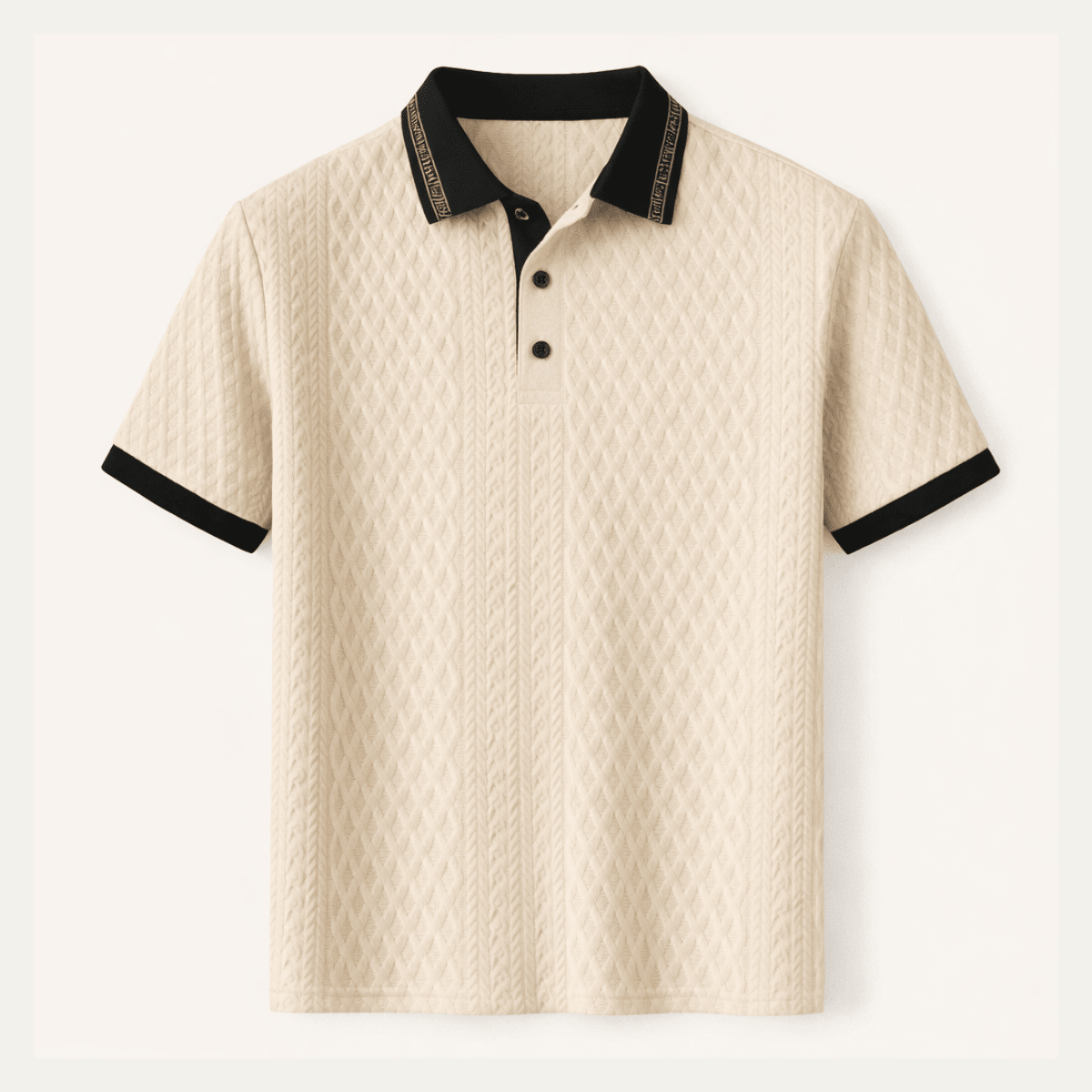 Apricot Knitted Polo Shirt with Rib Knit Details - Montford & Co