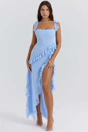 Maxi Dress – Ruffled Trim – Elegant Evening Gown
