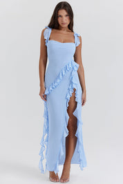 Maxi Dress – Ruffled Trim – Elegant Evening Gown