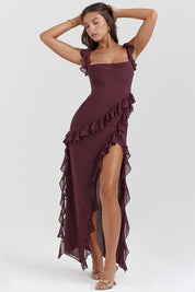 Maxi Dress – Ruffled Trim – Elegant Evening Gown