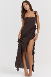 Maxi Dress – Ruffled Trim – Elegant Evening Gown