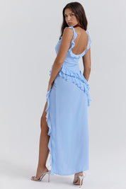 Maxi Dress – Ruffled Trim – Elegant Evening Gown