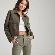 Cropped wool utility jacket