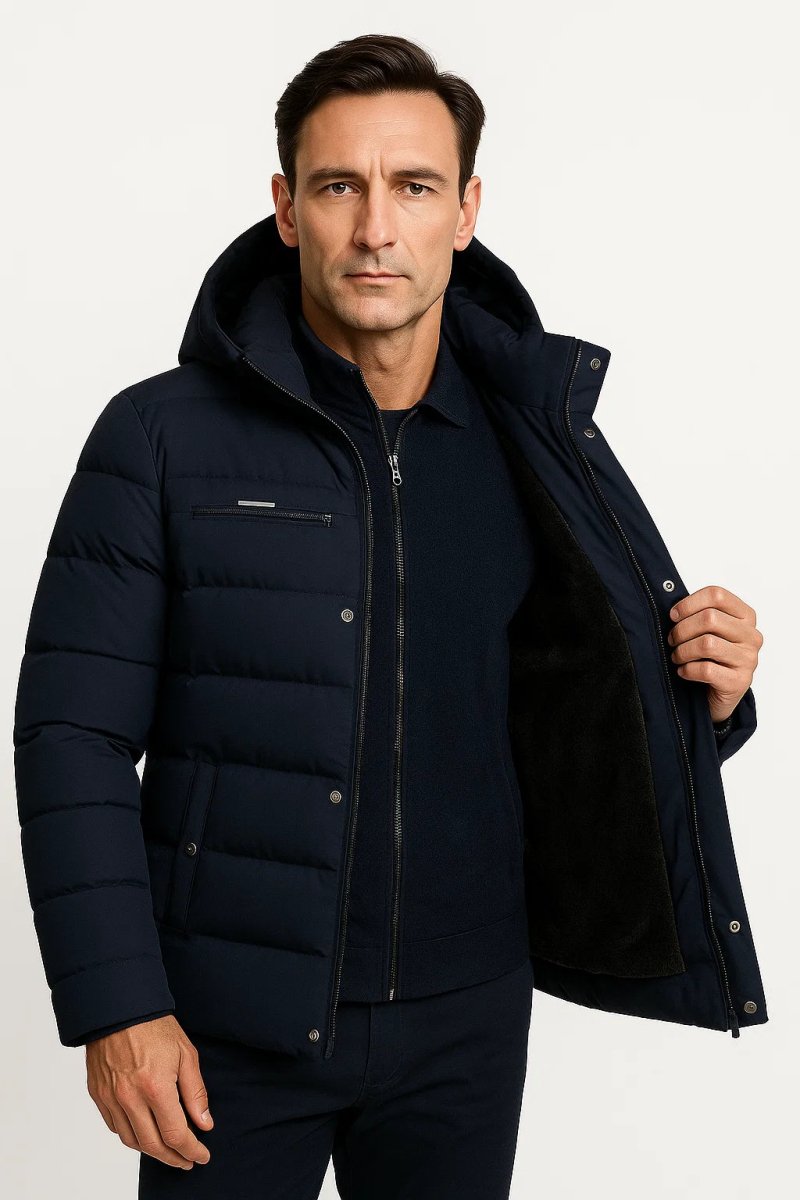 Black Oversized Hooded Padded Winter Jacket - Montford & Co