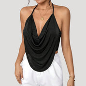 Halter Neck Top – Draped Front – Glam Party Style