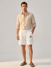 Bottom – Mens – All Season – Oversized Casual Shorts with Mountain Range Print – Montford Co - Montford & Co