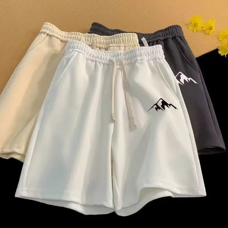 Bottom – Mens – All Season – Oversized Casual Shorts with Mountain Range Print – Montford Co - Montford & Co
