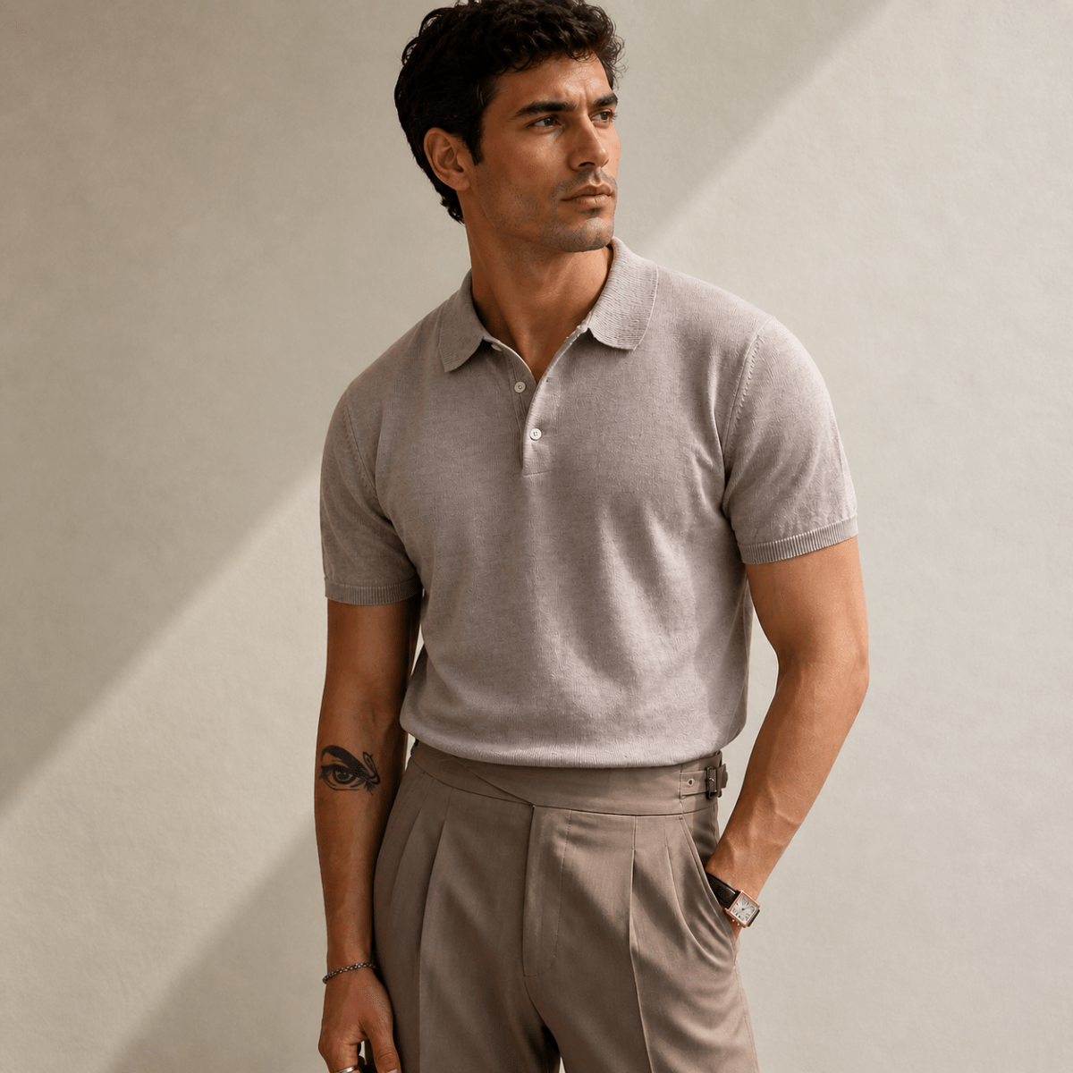Business Casual Knitted Polo Shirt - Montford & Co