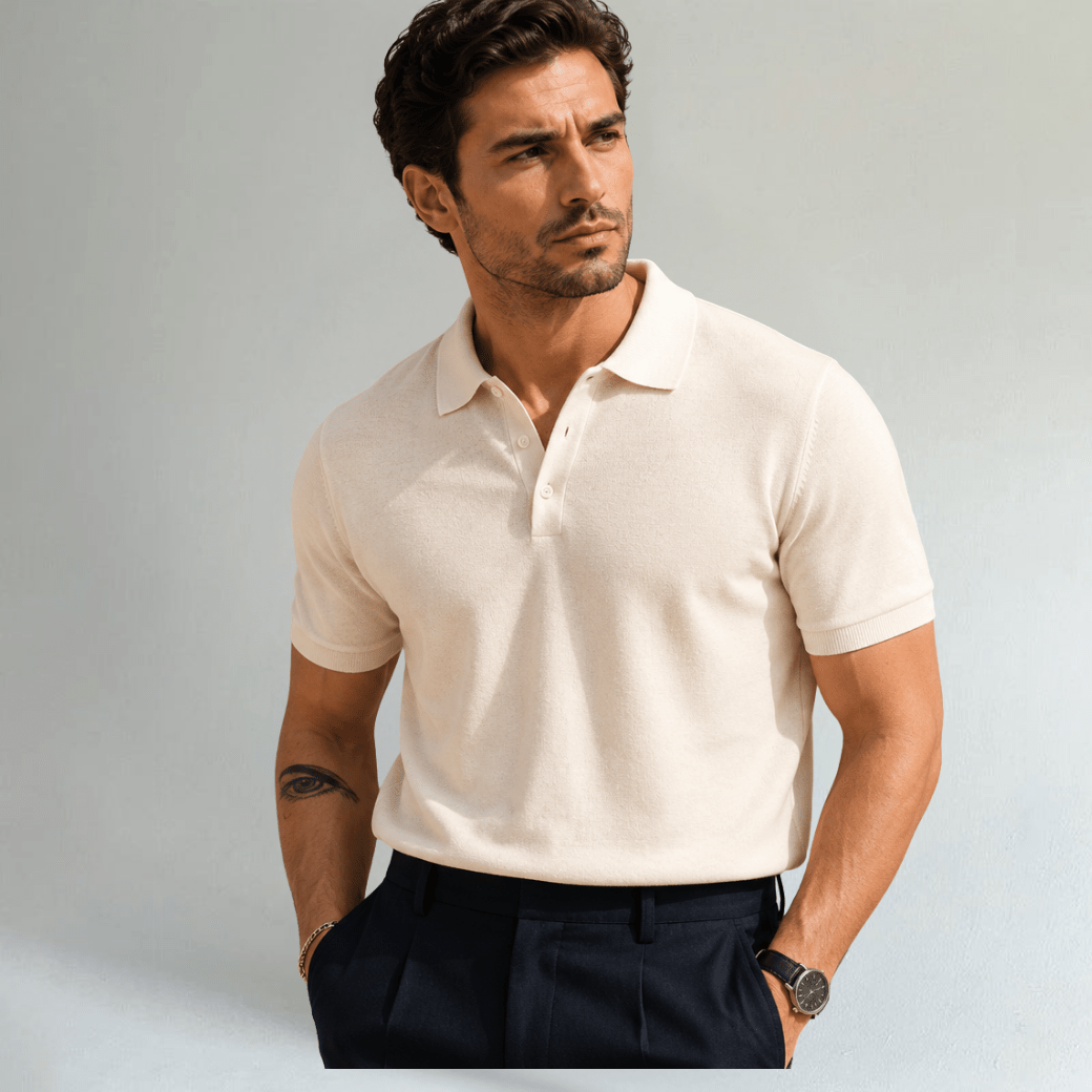 Business Casual Knitted Polo Shirt - Montford & Co
