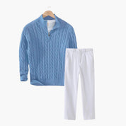 Cable Zip Sweater Trousers Set - Montford & Co