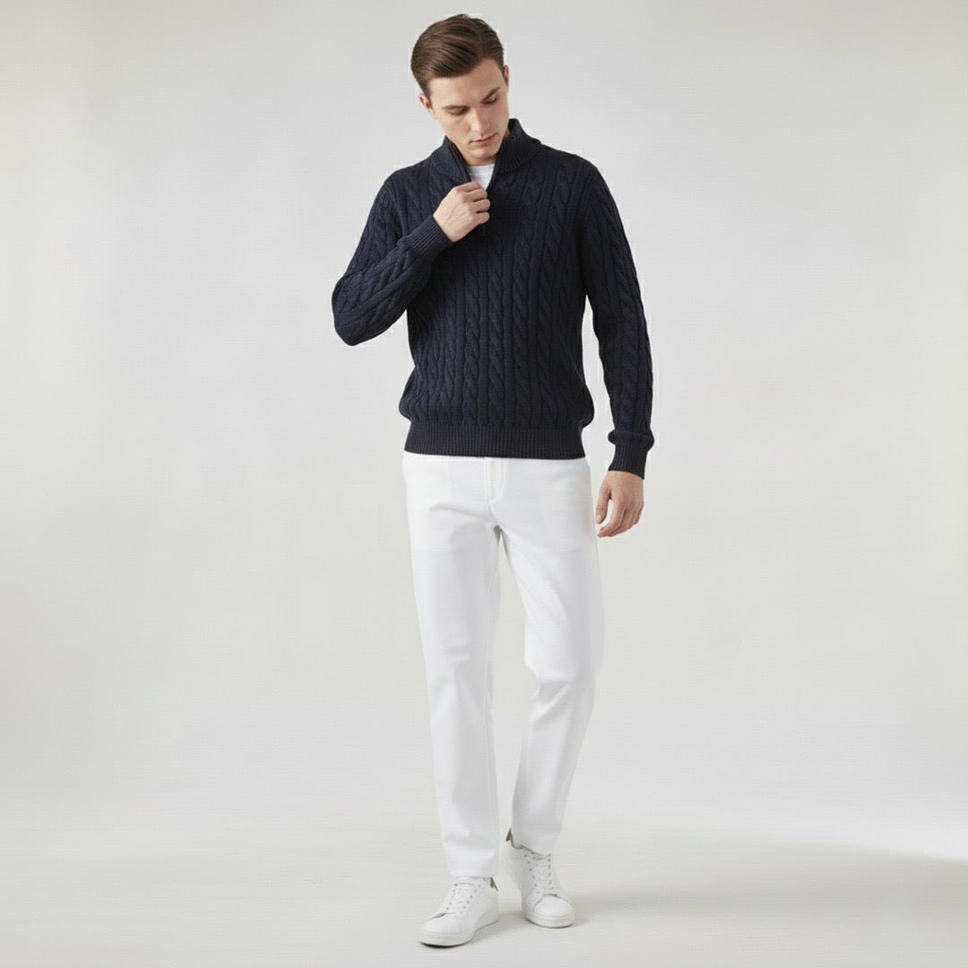 Cable Zip Sweater Trousers Set - Montford & Co