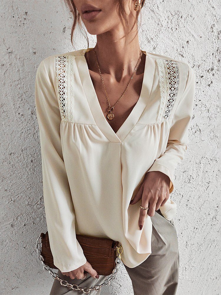 Casual Blouse with V - Neck - Montford & Co