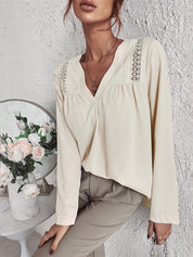 Casual Blouse with V - Neck - Montford & Co