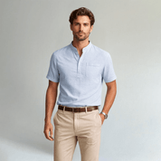 Casual Cotton Linen Henley Shirts - Montford & Co