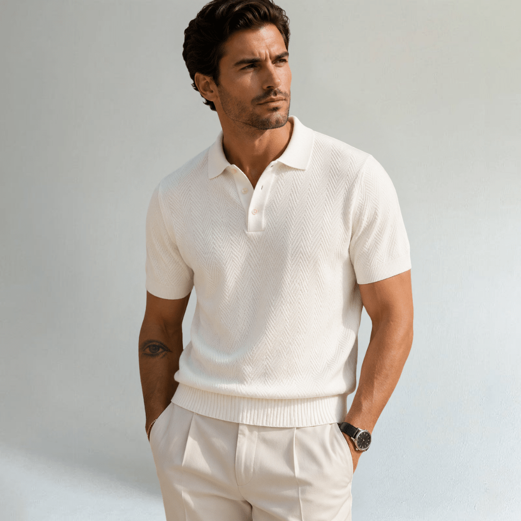 Casual Cotton Polo Shirt Vintage Style - Montford & Co