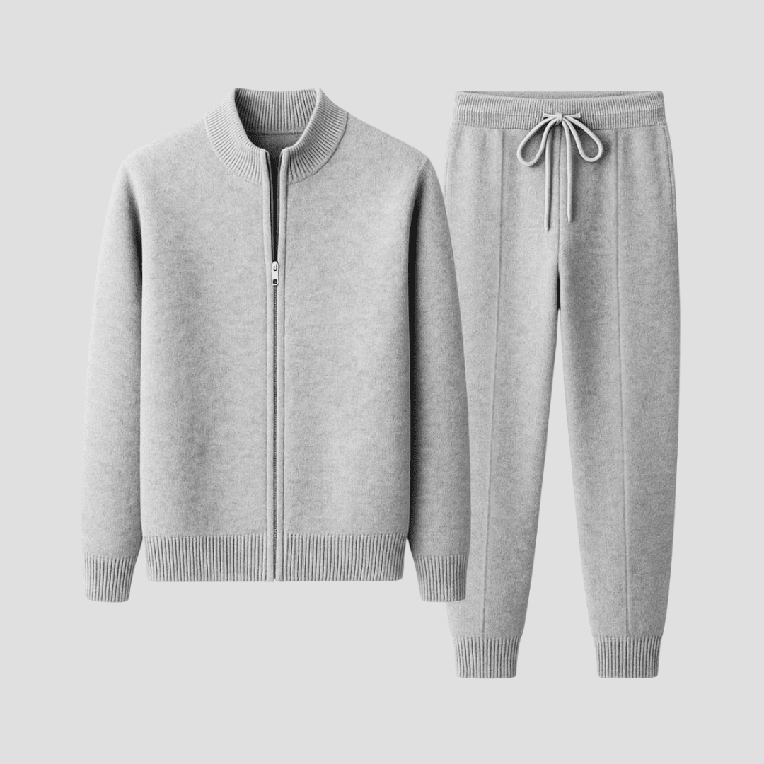 Casual Merino Wool Zip Up Jacket and Pants Set - Montford & Co
