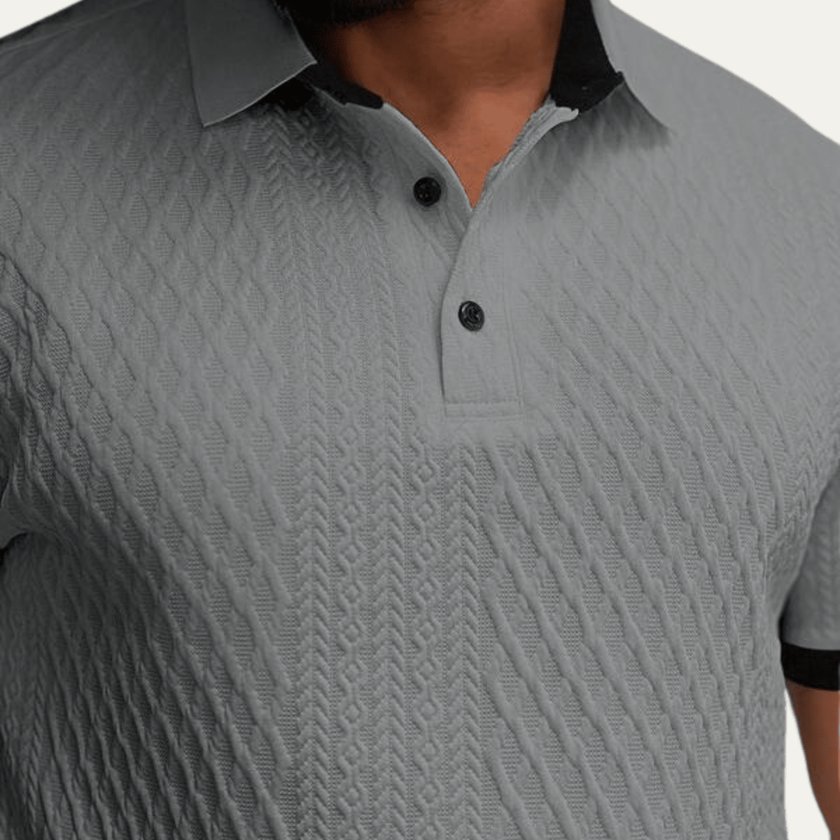 Casual Textured Polo Shirt with Contrast Collar - Montford & Co
