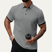 Casual Textured Polo Shirt with Contrast Collar - Montford & Co
