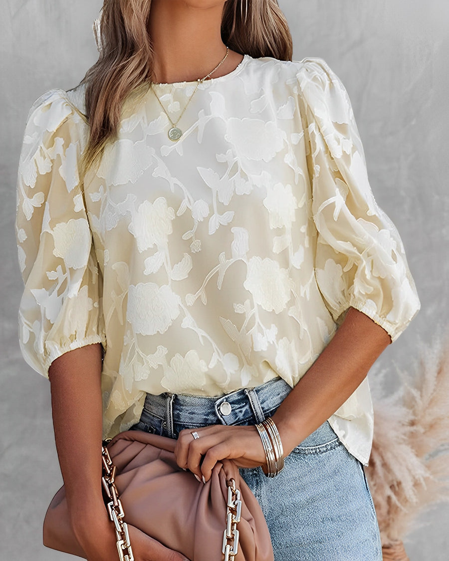 Blouse – Sheer Floral Texture – Elegant Everyday Style