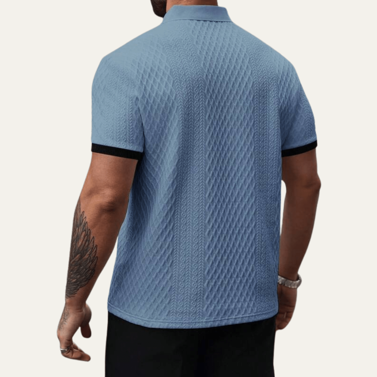 Classic Textured Polo Shirt with Contrast Collar - Montford & Co