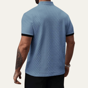 Classic Textured Polo Shirt with Contrast Collar - Montford & Co