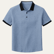 Classic Textured Polo Shirt with Contrast Collar - Montford & Co