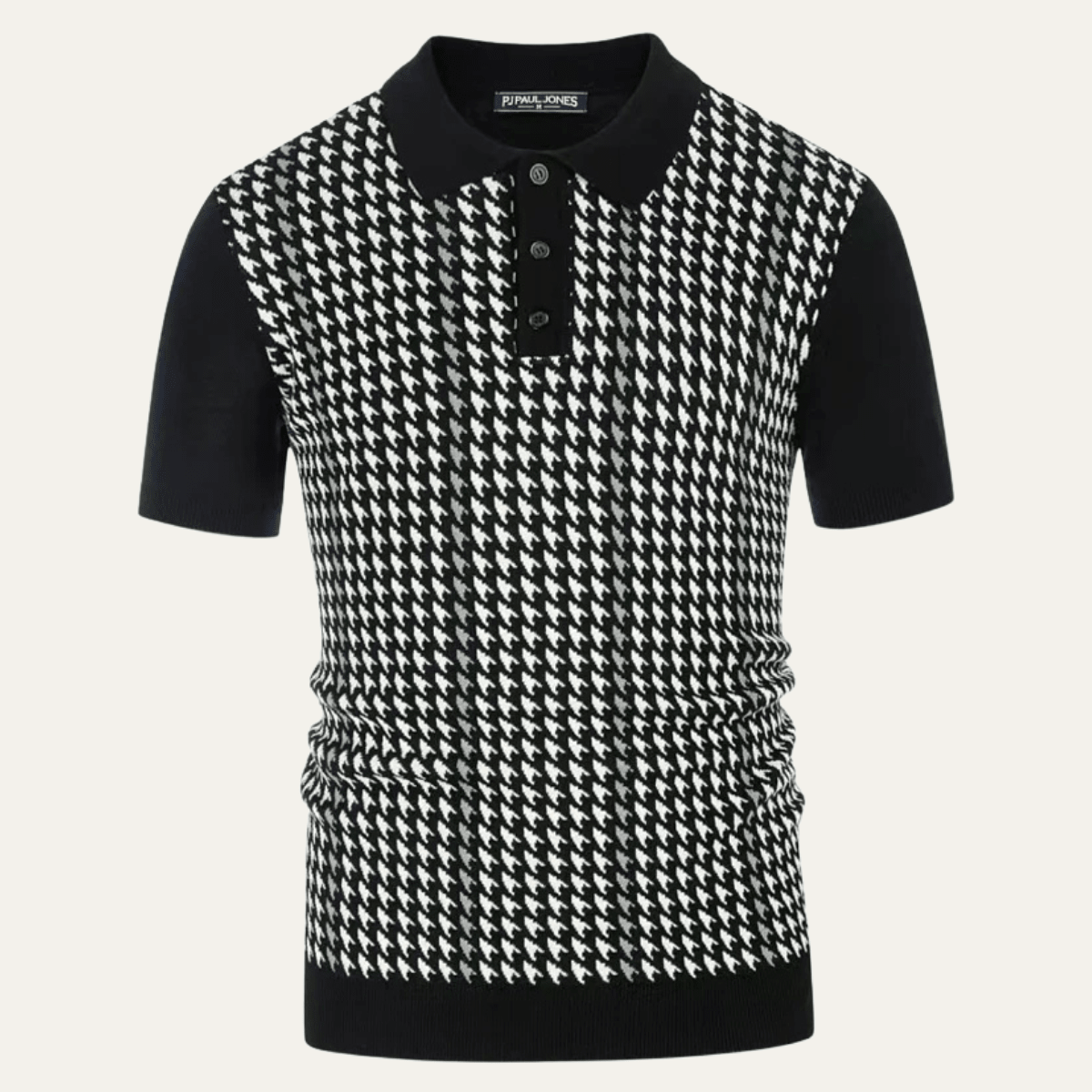 Contrast Pattern Knit Polo Shirt - Montford & Co
