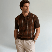 Contrast Pattern Knit Polo Shirt - Montford & Co