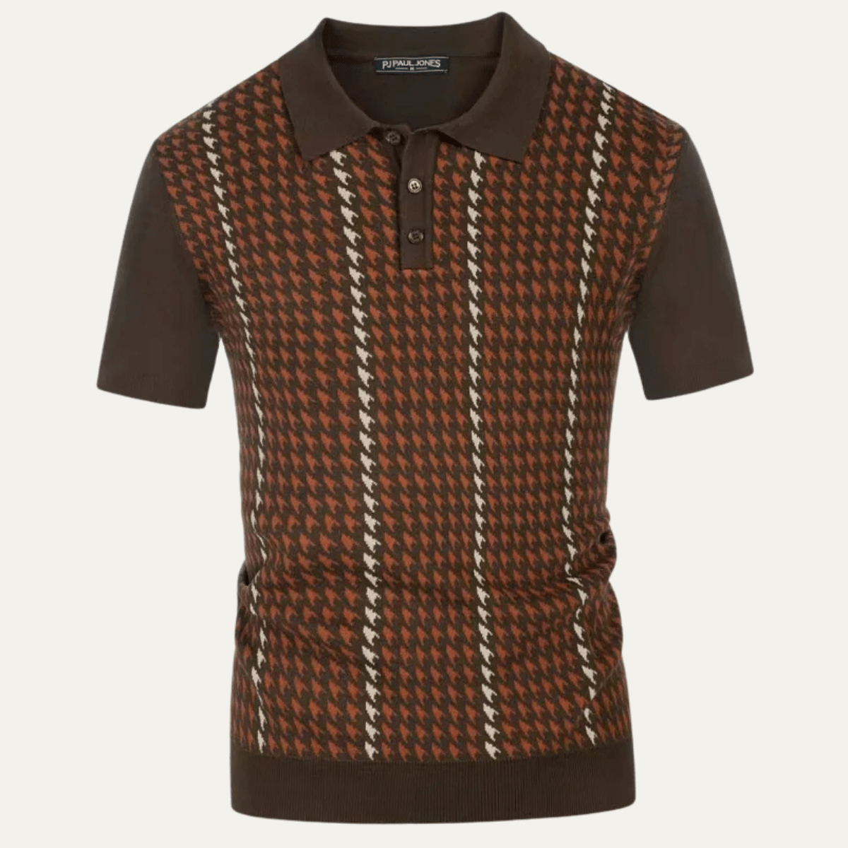 Contrast Pattern Knit Polo Shirt - Montford & Co