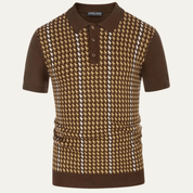 Contrast Pattern Knit Polo Shirt - Montford & Co