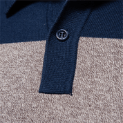 Cotton Button - Up Striped Knit Polo Sweater - Montford & Co