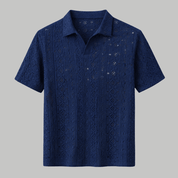 Crochet Knit Short Sleeve Polo Shirt - Montford & Co