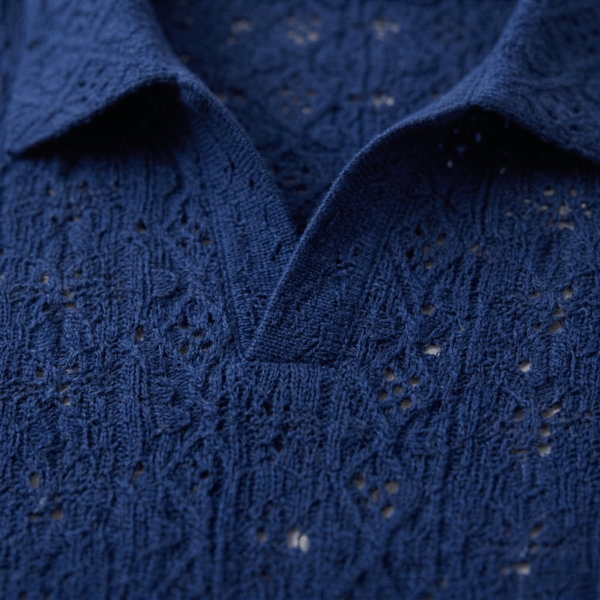 Crochet Knit Short Sleeve Polo Shirt - Montford & Co