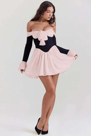 Mini Dress – Off-Shoulder Bow Detail – Romantic Cocktail Look