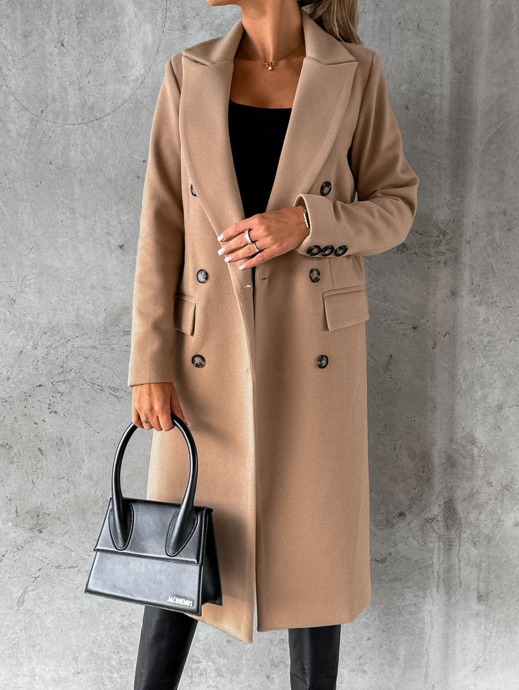 Wool Blend Coat – Double-Breasted – Elegant Winter Style