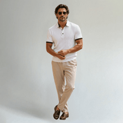 Elegant Textured Polo Shirt with Contrast Collar - Montford & Co